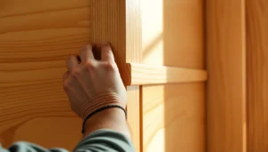 Finish trim detailing with smooth, precise corner joints being installed by a professional craftsman for a polished interior look.