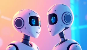 Engaging scene of a friendly AI chatbot facilitating nsfw ai chat interactions, highlighting platform accessibility and user engagement seamlessly integrated with digital elements.
