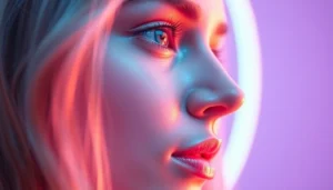 The AI girlfriend shown as a realistic hologram projecting warmth and intimacy, emphasizing connected digital relationships for accessibility and comfort.