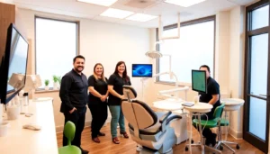 Visually welcoming scene at Ventura Bright Dental featuring friendly staff in a modern,
